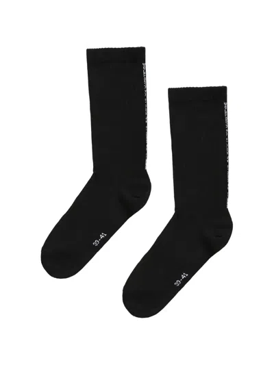 Wolford Logo-print Ribbed Socks In Black