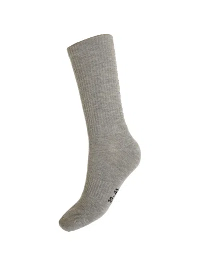 Wolford Logo-print Ribbed-knit Socks In Grey
