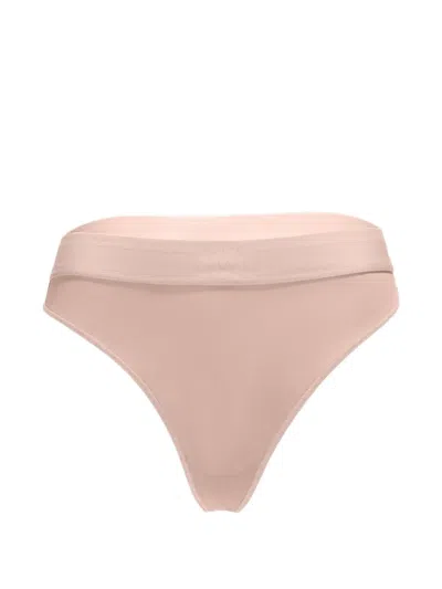 Wolford Logo-waistband Thong In Neutral