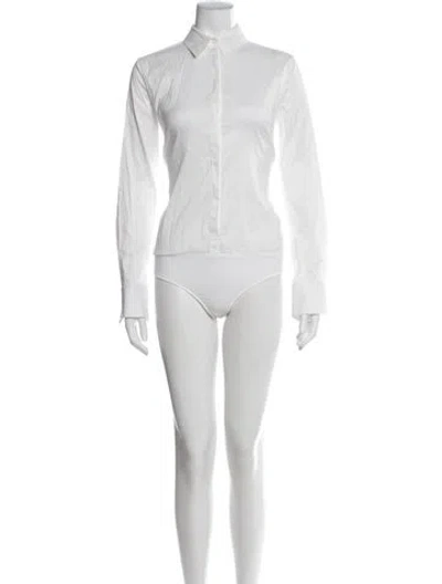Pre-owned Wolford Long Sleeve Bodysuit In Neutral