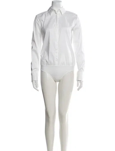 Pre-owned Wolford Long Sleeve Bodysuit In White