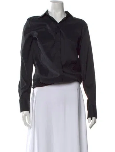 Pre-owned Wolford Long Sleeve Button-up Top In Black