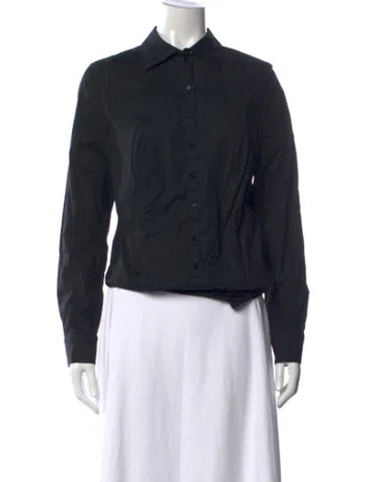Pre-owned Wolford Long Sleeve Button-up Top In Black