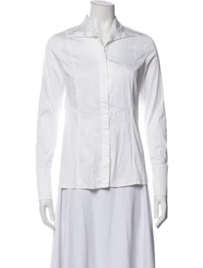 Pre-owned Wolford Long Sleeve Button-up Top In White