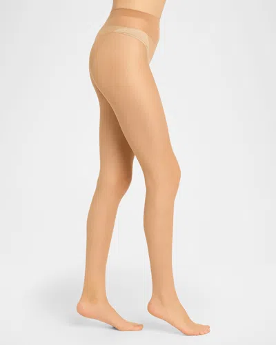 Wolford Luxe 9 Transparent Tights In Sand