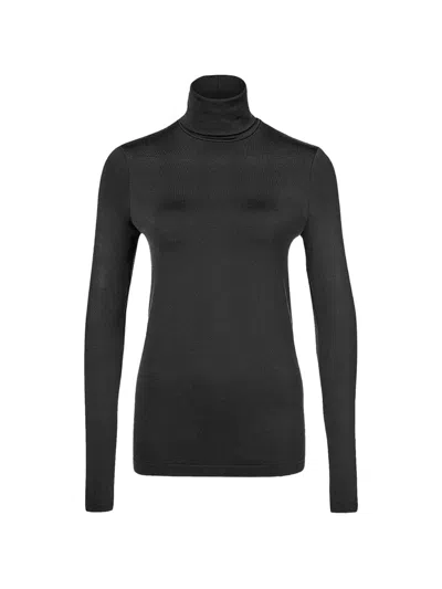 Wolford Luxe Roll-neck Long-sleeve T-shirt In Black