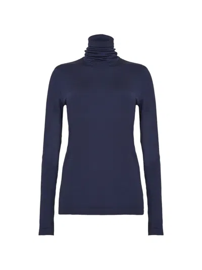 Wolford Luxe Roll-neck Long-sleeve T-shirt In Blue