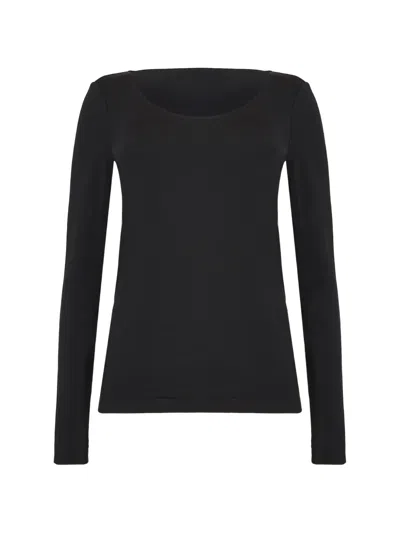 Wolford Luxe Scoop-neck Long-sleeve T-shirt In Black