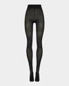 Wolford Mary Cotton Rib Tights In Black