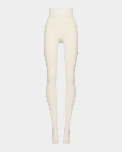 Wolford Mary Cotton Rib Tights In Ecrue