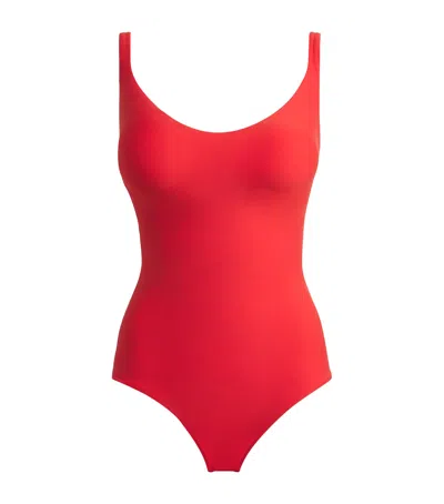 Wolford Mat De Luxe Form Scoop Swimsuit In Red