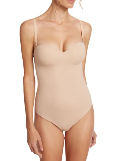 Wolford Mat De Luxe Forming String Bodysuit In Powder