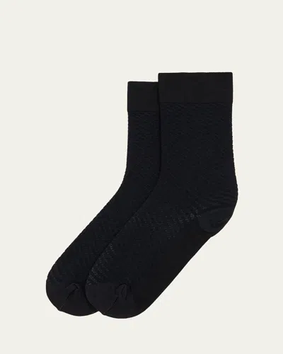 Wolford Merino Wool-blend Dot Crew Socks In Black