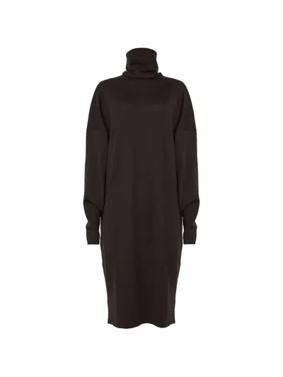 Wolford Merino-wool Turtleneck Midi Dress In Brown