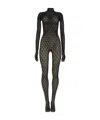 Wolford Mermaid-net Mock-neck Catsuit In Black