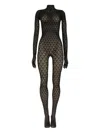 Wolford Mermaid-net Mock-neck Catsuit In Black