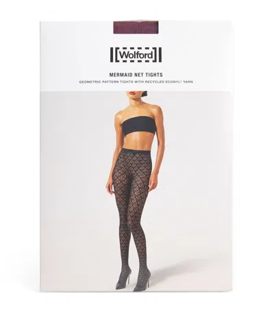 Wolford Mermaid Net Tights In Burgundy