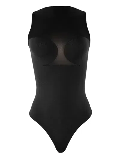 Wolford Mesh-insert Bodysuit In Black