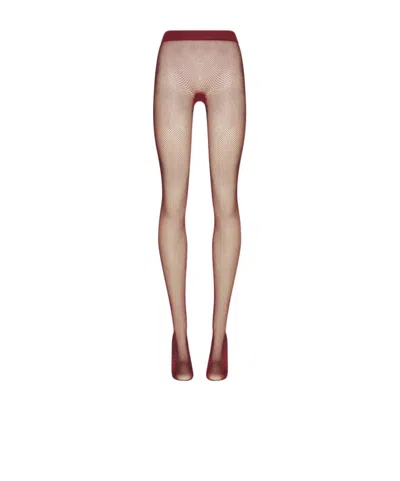 Wolford Mesh Pantyhose In Red