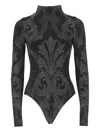 Wolford Floral-jacquard Metallic Bodysuit In Black