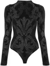 Wolford Floral-jacquard Metallic Bodysuit In Black  