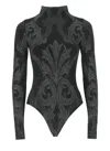 Wolford Floral-jacquard Metallic Bodysuit In Black