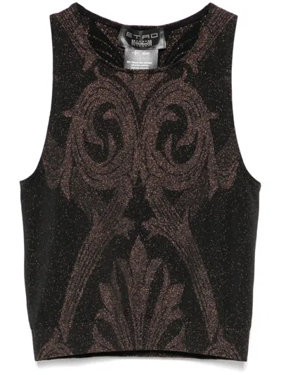 Wolford Metallic Jacquard Crop Top In Black