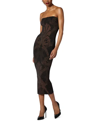 Wolford Metallic Jacquard Dress In Black/copper