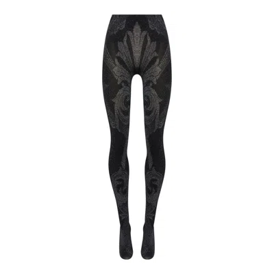 Wolford Metallic Jacquard Tights In Black