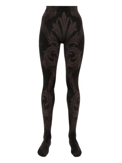 Wolford X Etro Metallic-threading Jacquard Tights In Black