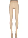 Wolford Micro Dot-patterned Tights In Neutral