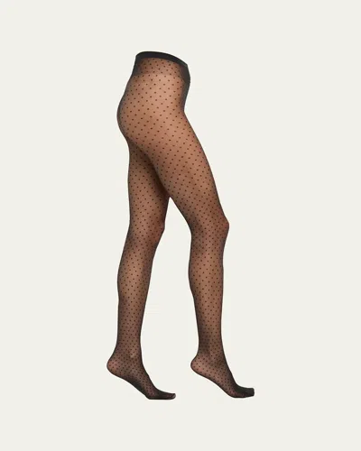 Wolford Micro Polka Dot Sheer Tights In Black