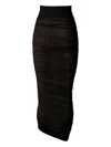 Wolford Sheer Ruched Midi Skirt Asymmetric Waist In Black