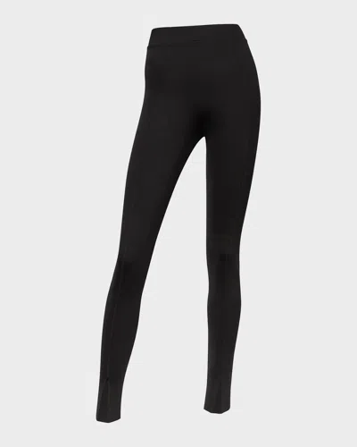 Wolford Ribbed Seamless Leggings Elastic Waistband In Black