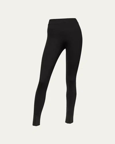 Wolford Ribbed Seamless Leggings Elastic Waistband In Black