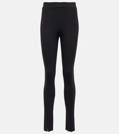 Wolford Ribbed Seamless Leggings Elastic Waistband In Black