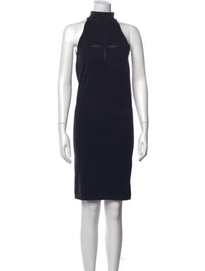 Pre-owned Wolford Mock Neck Knee-length Dress In Blue