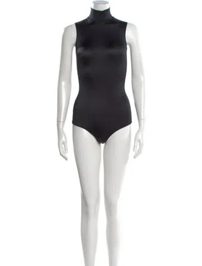 Pre-owned Wolford Mock Neck Sleeveless Bodysuit W/ Tags In Black