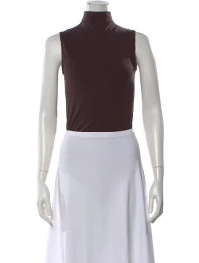 Pre-owned Wolford Mock Neck Sleeveless Top In Red