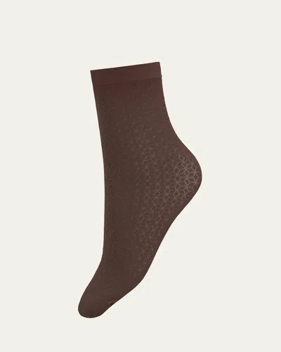 Wolford Mosaic Jacquard Crew Socks In Brown