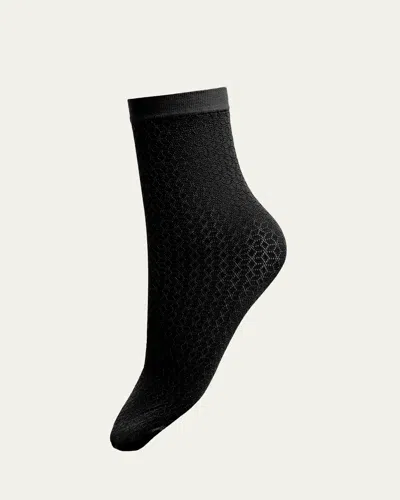 Wolford Mosaic Jacquard Crew Socks In Black