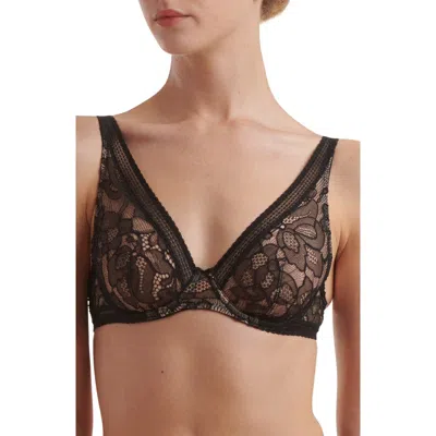 WOLFORD WOLFORD N & R LACE UNDERWIRE PLUNGE BRA