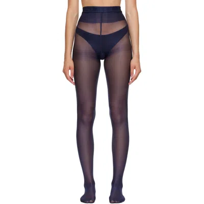 Wolford Navy Neon 40 Tights In 5452 - Navy