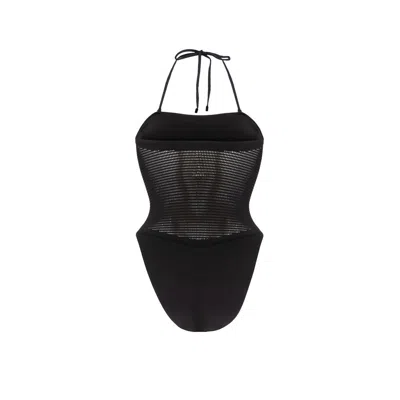 Wolford Net & Ribs Swim Bodysuit In Black