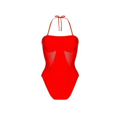 Wolford Net & Ribs Swim Bodysuit In Black