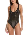 Wolford Net Lace Racerback Bodysuit In Black