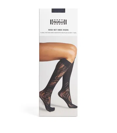 Wolford Net Rose Knee-high Socks In Black
