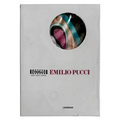 Pre-owned Wolford New Emilio Pucci X  Rare Signature Print Tights Pantyhose S In Gray