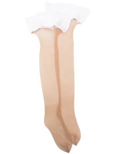 Wolford Nude 8 Lace-trim Stay-up In Neutrals
