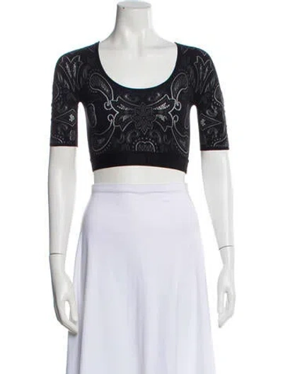 Pre-owned Wolford Nylon Paisley Print Crop Top In Black